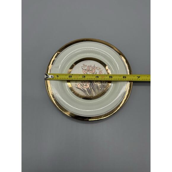 Vintage Japan Art of Chokin Humming Birds W/ Flowers Small 6.25” Plate Gold Trim - Picture 9 of 9